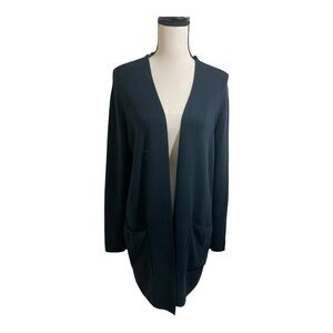 J.Jill womens open front ribbed cardigan. Pockets long. Viscose rayon. Small